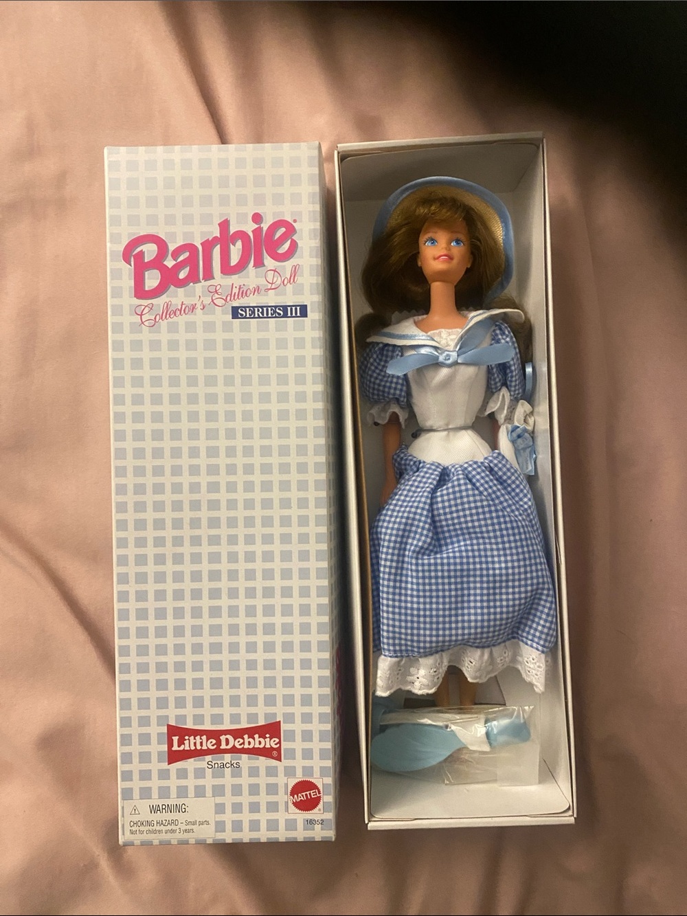 Barbie Blue and White Gingham Dress with Matching Hat